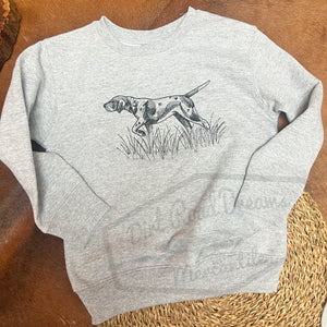 Grey Sweatshirt Hunting Dog Pointer Embroidered