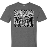 Load image into Gallery viewer, Cheer Mom Black White Checkered Bow T-Shirt
