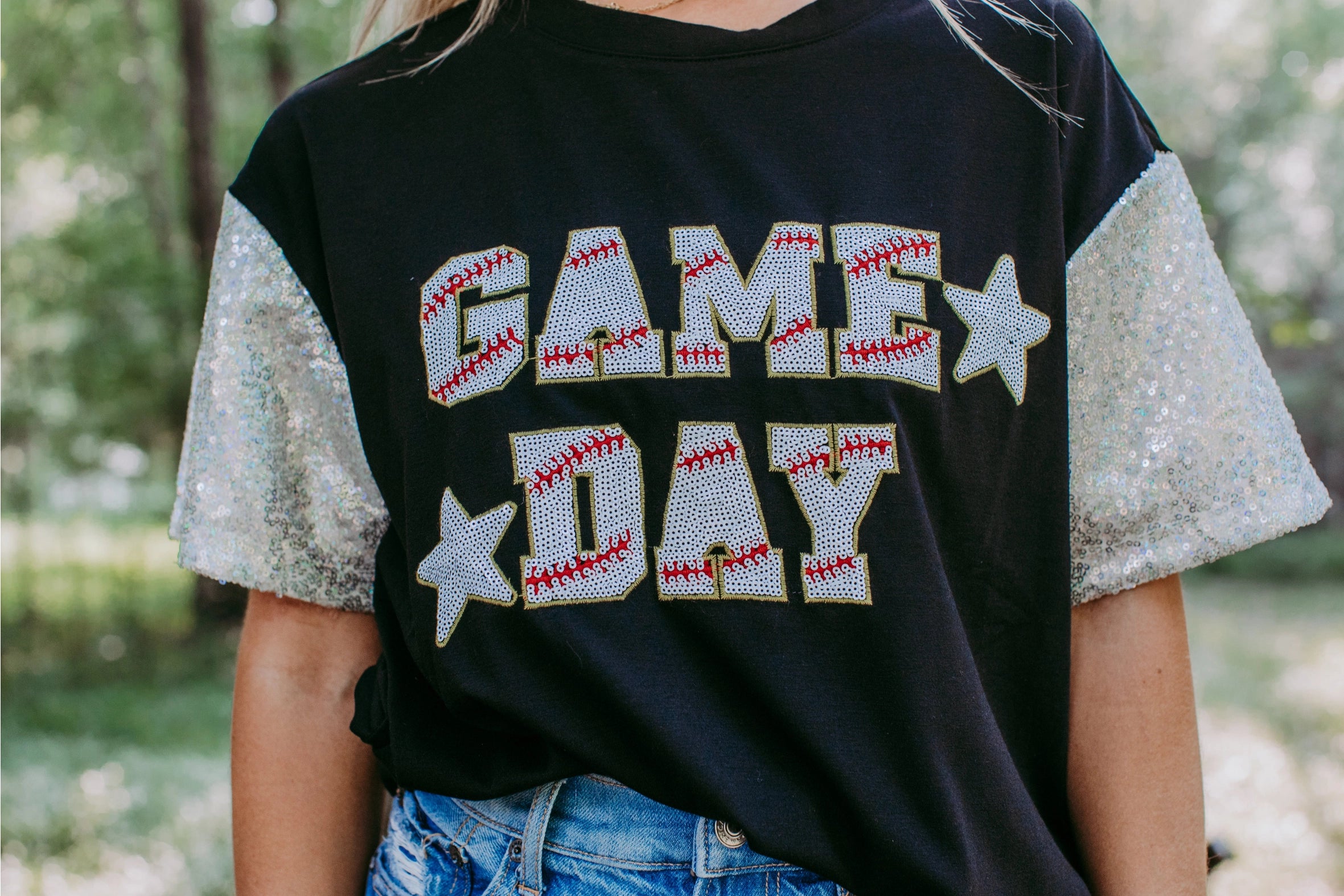 Game Day Sequin Sleeve Tee