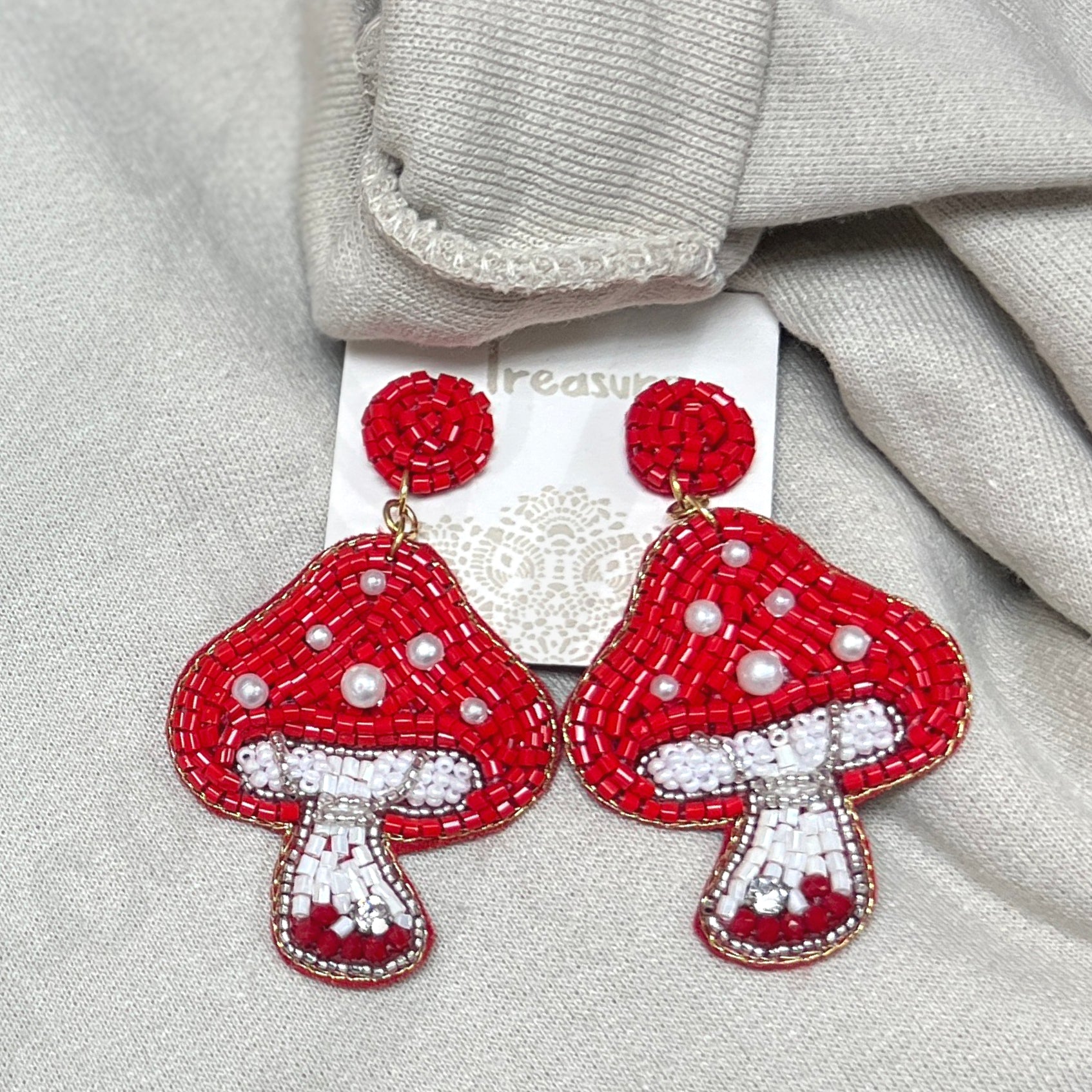 Mushroom Seed Bead Earrings