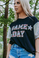 Load image into Gallery viewer, Game Day Sequin Sleeve Tee
