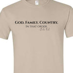 Load image into Gallery viewer, God. Family. Country. In that order. Charlie Kirk Shirt
