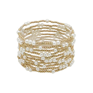 Gold and Pearl Beaded Bracelet