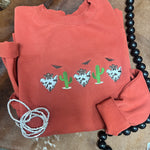 Load image into Gallery viewer, Cowboy Ghost Cactus Western Embroidered Pigment Dyed Sweatshirt
