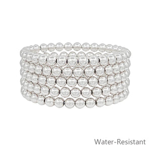 Silver 6MM Beaded Water Resistant Bracelet