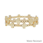 Load image into Gallery viewer, Beaded with Cross Water Resistant Stretch Bracelet
