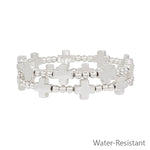 Load image into Gallery viewer, Beaded with Cross Water Resistant Stretch Bracelet
