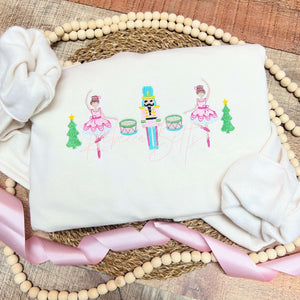 Nutcracker Embroidered Side Bow Sweatshirt