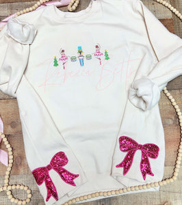 Nutcracker Embroidered Side Bow Sweatshirt