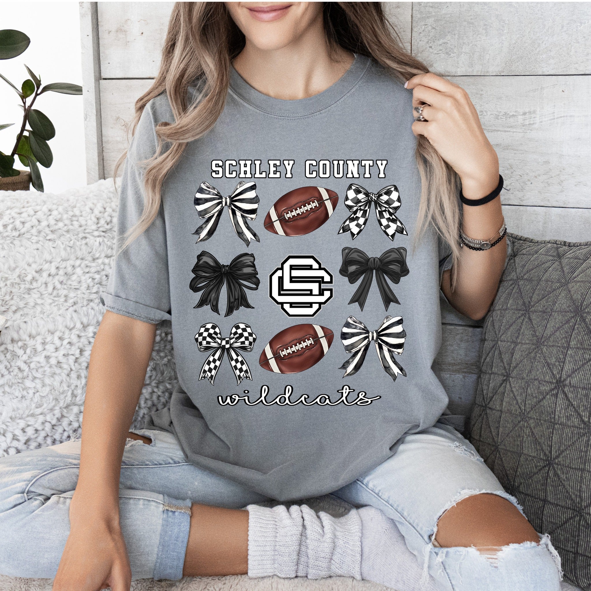 Schley County Couquette Sports Ball Bow Shirt