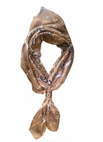 Load image into Gallery viewer, Myra Bandana Canyon Silk Scarves With Handtooled Leather Slider - Saddle Brown
