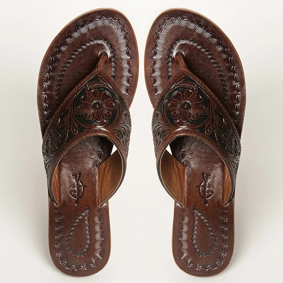 American Darling Hand Tooled Sandal ADFTE104B Size 10