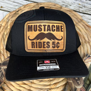 Mustache Rides 5¢ Richardson Leather Patch Hat