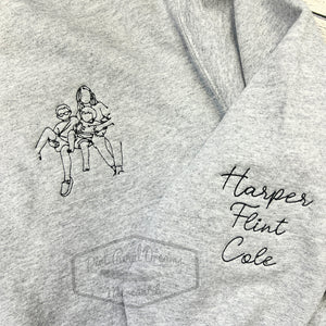 Custom Embroidered Line Art Photo Shirt with names